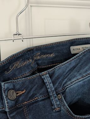 Mavi Alexa Mid-Rise Skinny Jeans in Dark Blue Denim